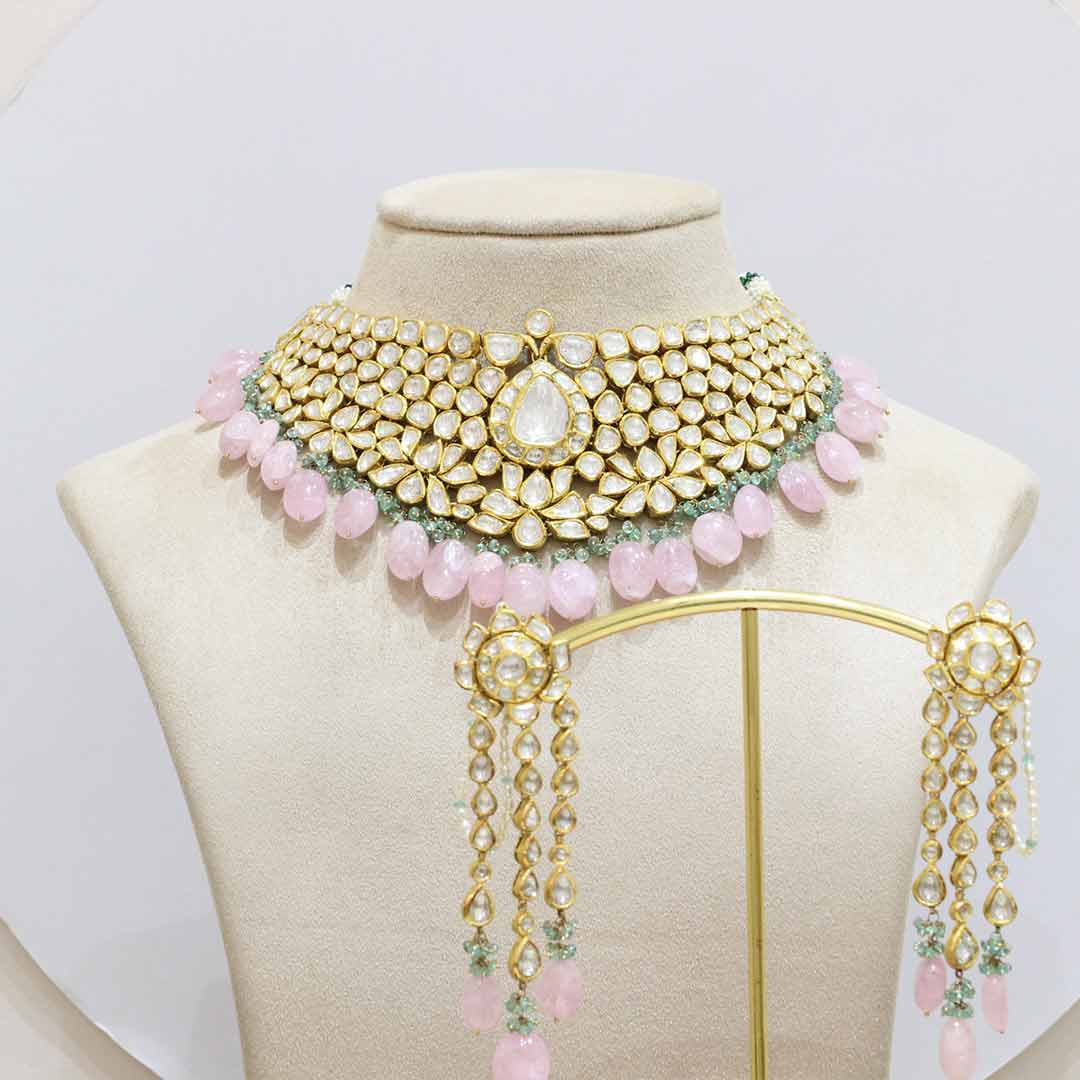 Gold Necklace Polki Set